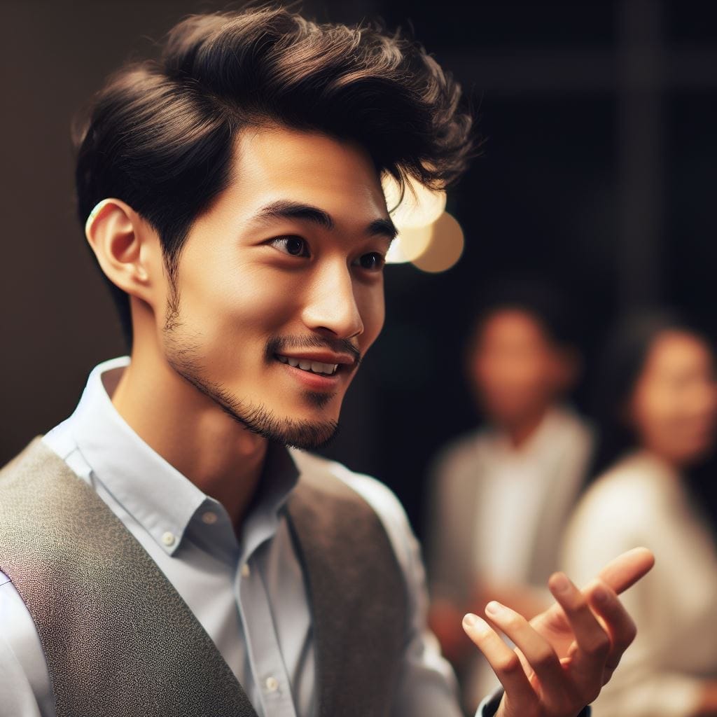 This image features a young, intelligent man participating in a social gathering, where he actively listens and engages in conversations. It illustrates the concept of 'How is active listening different from reflective listening' in a real-world context.