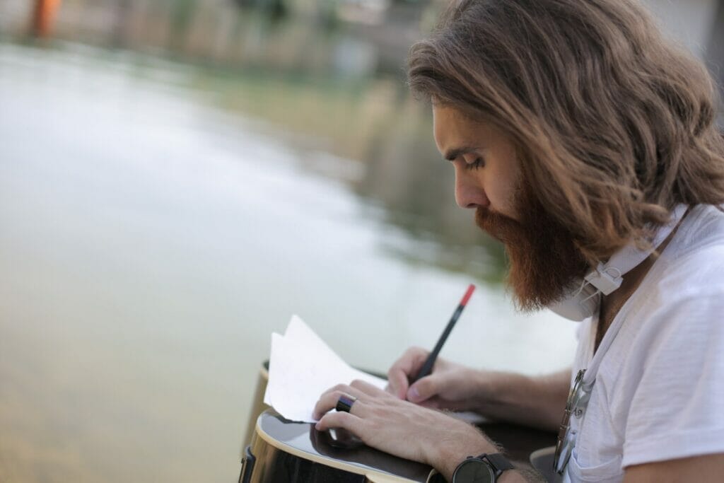 By the serene riverbank, a person sits with pen in hand, earnestly writing a heartfelt letter to his cherished bride. The tranquil environment offers the best backdrop for this touching moment of brotherly love and aid. The flowing river mirrors the float of feelings as he pours his emotions onto paper, making ready to share his thoughts and proper desires on this special event. Explore what a bridesmaid needs to write to the bride in this emotional scene. what should a bridesmaid write to the bride
