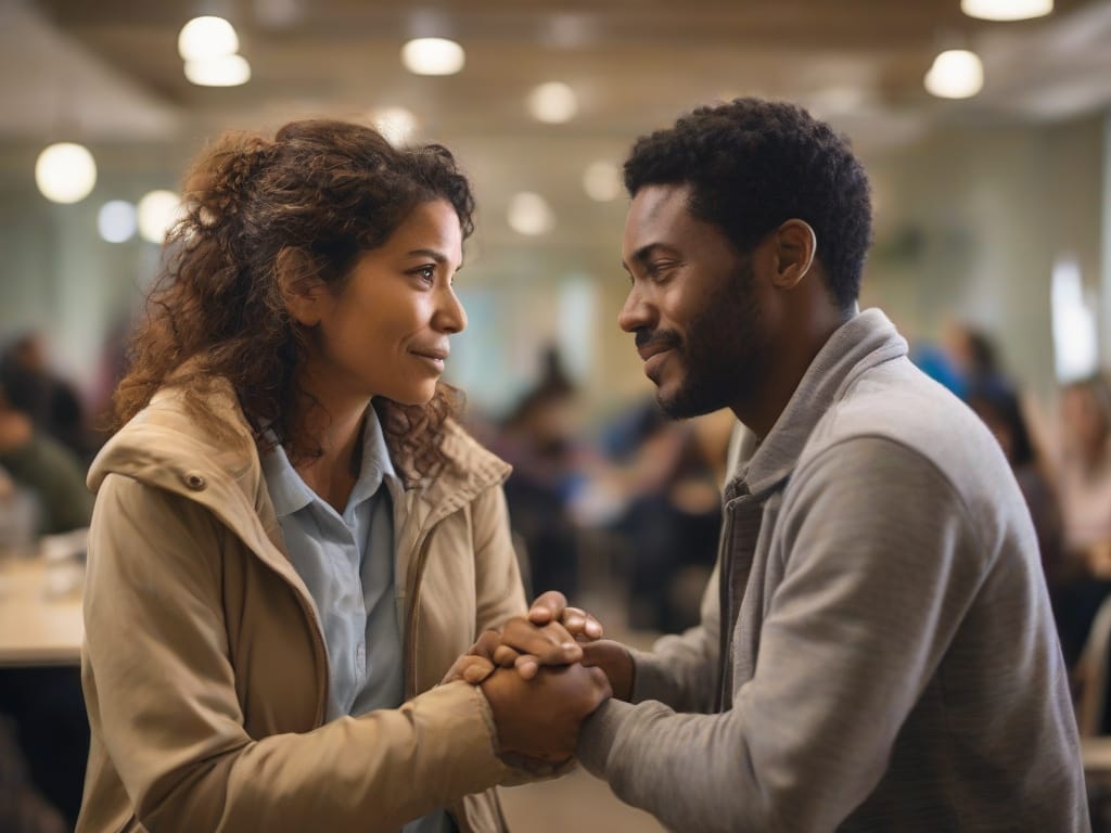 Couple engaged in an empathy-building activity, emphasizing shared experiences through a trust exercise or collaborative project. Can a relationship survive without empathy?