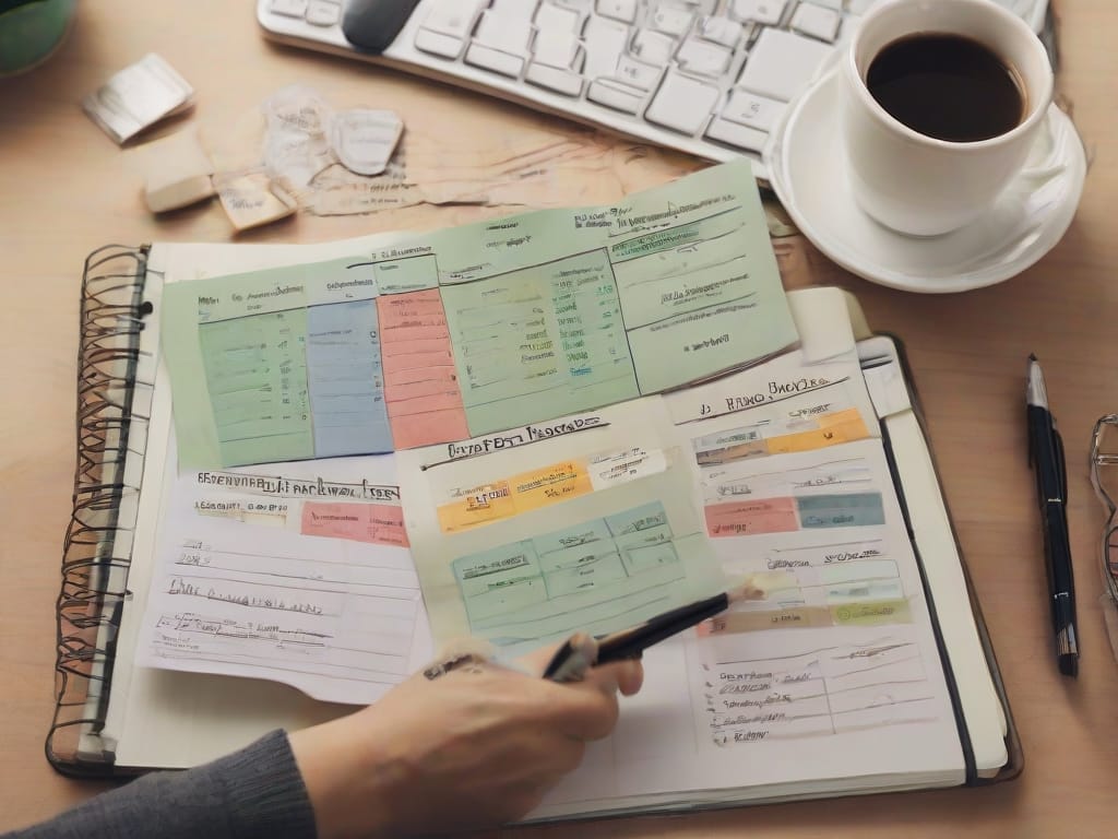 Image of a person managing a budget, highlighting labeled financial priorities with emphasis on personal expenses over lending money - perfect for 'good excuses for not giving money to friends.