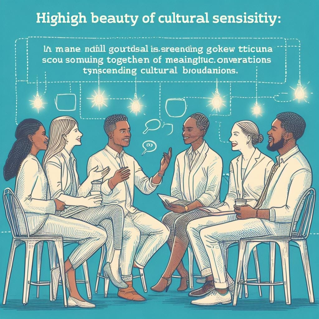 A fascinating scene illustrating the art of small speak, as a set of people from diverse cultural backgrounds engages in lively and meaningful discussions. This image exemplifies the beauty of cultural sensitivity, showcasing the richness of various backgrounds. Learn a way to do small speak with strangers and foster inclusive conversations that go beyond cultural boundaries.
