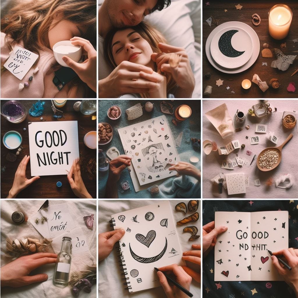 Collage highlighting the question: Should couples say goodnight every night? Explore creative ways couples express affection during this personalized ritual, including handwritten notes, small gestures, and unique traditions