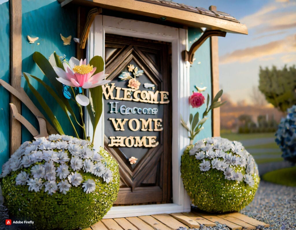 Close-up of a beautifully crafted DIY Welcome Door Sign, personalized as a heartwarming surprise for the returning family member with different ways to say 'welcome home.