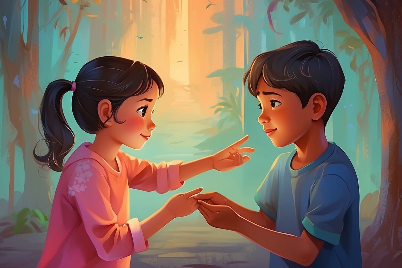 Cultural diversity unfolds: A young girl's touch on a young boy's arm sparks the question, 'what does a guy think when you touch his arm,' unveiling thoughts influenced by cultural nuances. Witness the intersection of perspectives in this cross-cultural conversation.
