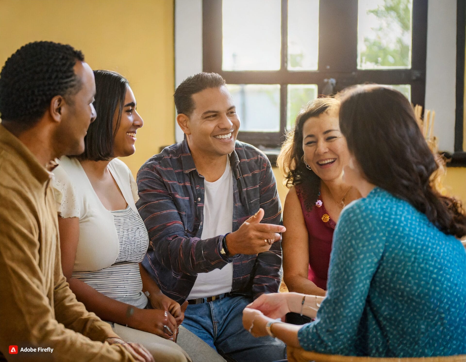 A group of people engaged in a lively small talk conversation at a social event, highlighting the importance of approachability and friendliness. Explore the etiquette for small talk and learn how to foster meaningful connections in social gatherings.