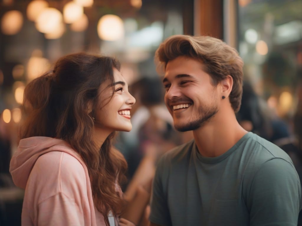 A genuine candid moment: A girl blushing as a guy playfully calls her 'beautiful babe' – decoding the meaning behind the affectionate term.