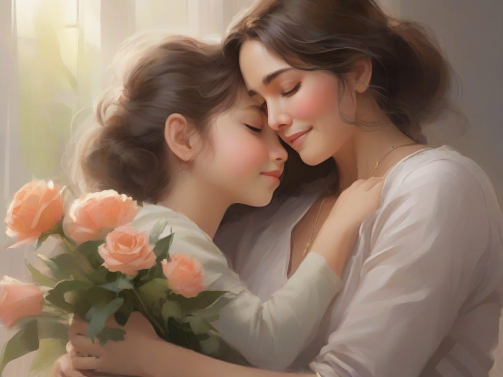 Embracing Motherly Love - Happy Mother's Day to Aunt Who Is Like a Mom. A comforting image symbolizing security and love, a beautiful tribute to her role on this special day.