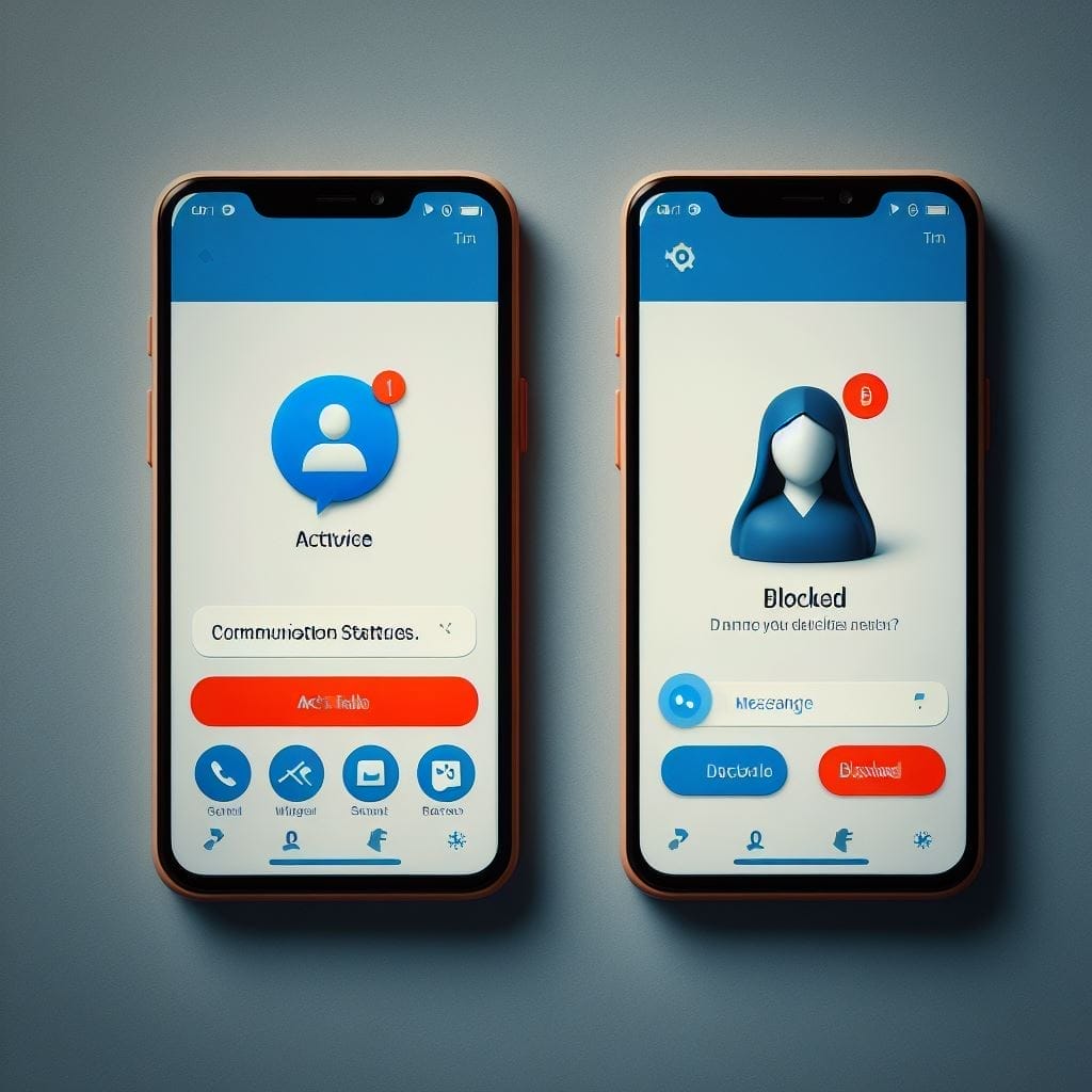 Communication Contrasts: A side-by-side view of two smartphones – one buzzing with active messages, the other displaying a 'Blocked' notification. Explore the meaning when a guy blocks you.