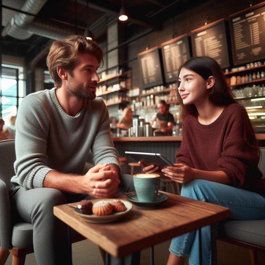 Curious about the meaning when a guy calls you cute and innocent? Dive into this coffee shop scene with a 30-year-old guy playfully complimenting a 25-year-old girl amidst the aroma of freshly brewed coffee.