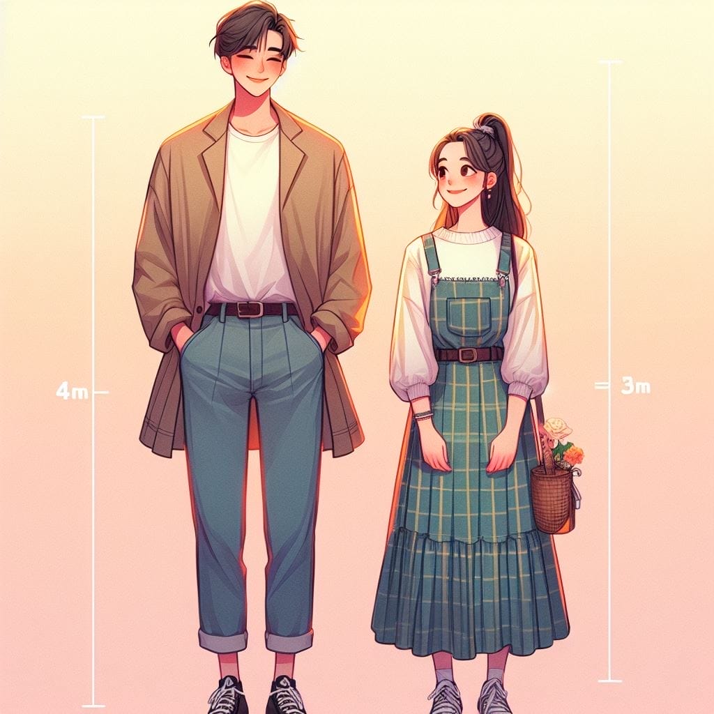 A touching image portraying a couple side by side, emphasizing the height difference. The girl looks at the boy with love, prompting the question, 'what does it mean when a guy calls you shorty.'