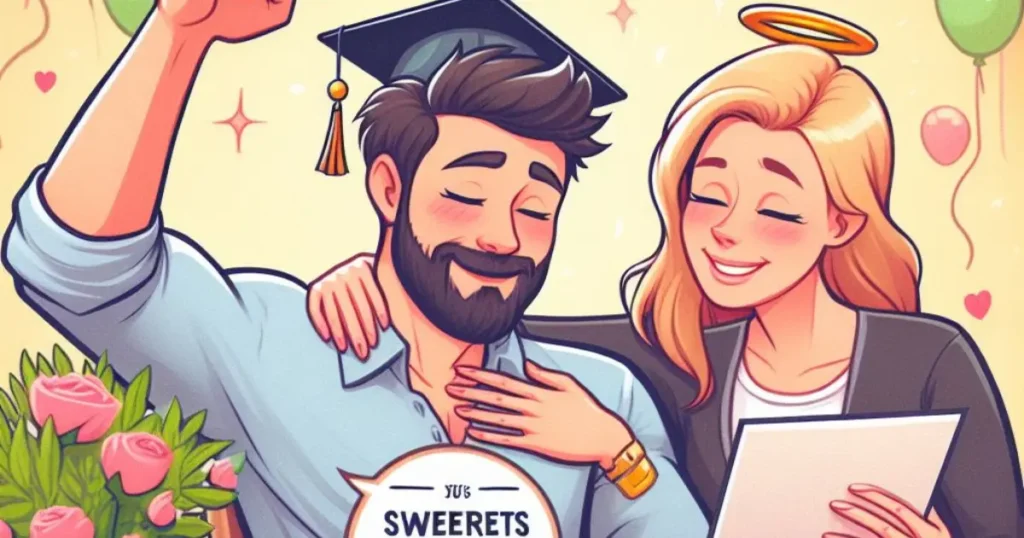 Capture the happy moment as the 30-year-old man congratulates his 25-year-old girlfriend on her achievements, affectionately calling her 'sweetness' in the process.