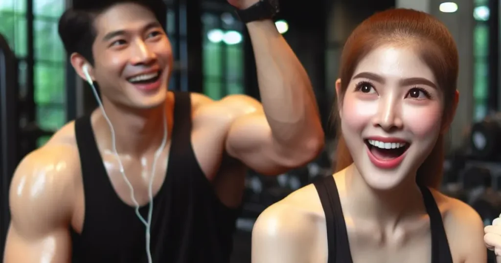 A fitness-focused duo in the gym. As she breaks a personal record, he cheers her on with a proud 'woman,' prompting the question: What does it mean when a guy calls you 'woman'?