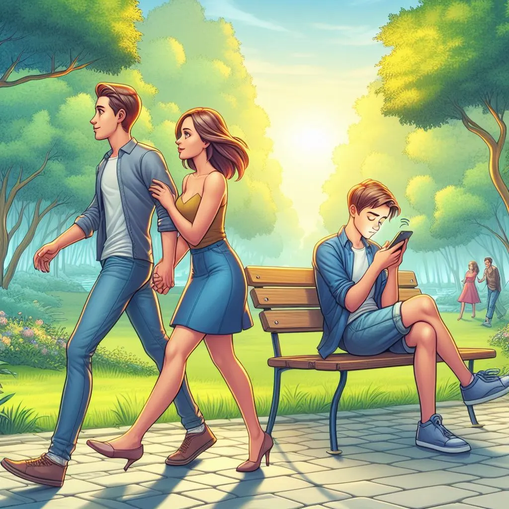 Amidst the tranquility of a park, a couple in their 30s strolls, but the guy, immersed in his phone, unknowingly overlooks a text. What does it mean when a guy ignores your text? Delve into the subtle dynamics.