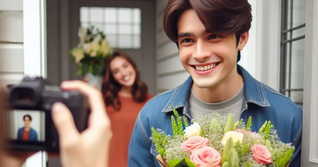 Golden moment: A boy shows up at her place, surprising her with a bouquet of flowers and a radiant smile – Unraveling the significance when a guy comes to see you.