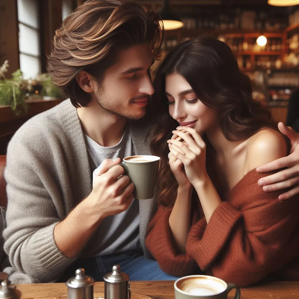 Two people are enjoying heated coffee pots while seated in an antique café. The man leans in nearer, inhaling the scent of his female friend's delicate perfume combined with the aroma of his newly brewed coffee. What does a man smelling you mean?