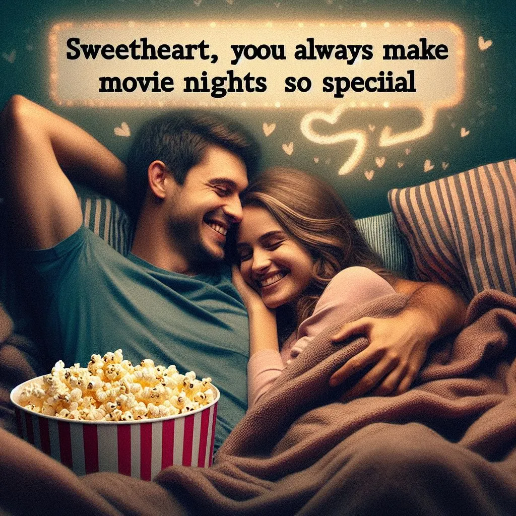 A couple snuggles on the sofa surrounded by way of blankets and popcorn. The boyfriend affectionately refers to his lady friend as "sweetheart" throughout their comfortable film night, sparking interest approximately "What does it suggest when a guy calls you sweetheart?