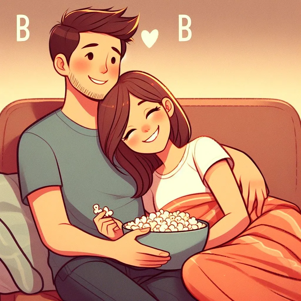 B and her boyfriend cozy up on the couch with a warm blanket, watching a movie together. He affectionately calls her "B" as her head rests on his shoulder, prompting thoughts on "what does it mean when a guy calls you B?