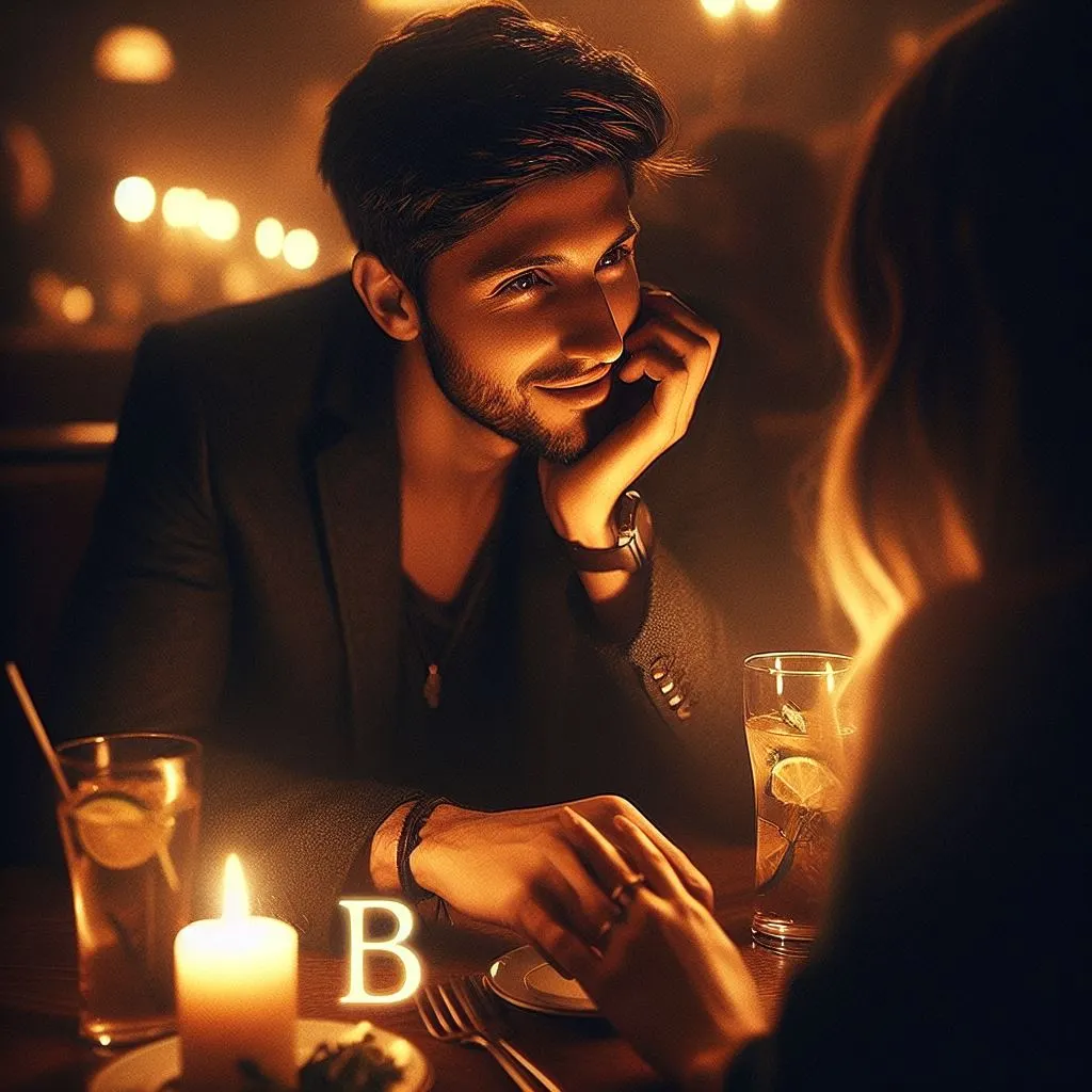B and her boyfriend share an intimate moment at a candlelit table in a dimly lit restaurant. He affectionately calls her "B" while holding her hand, prompting thoughts on "what does it mean when a guy calls you B?