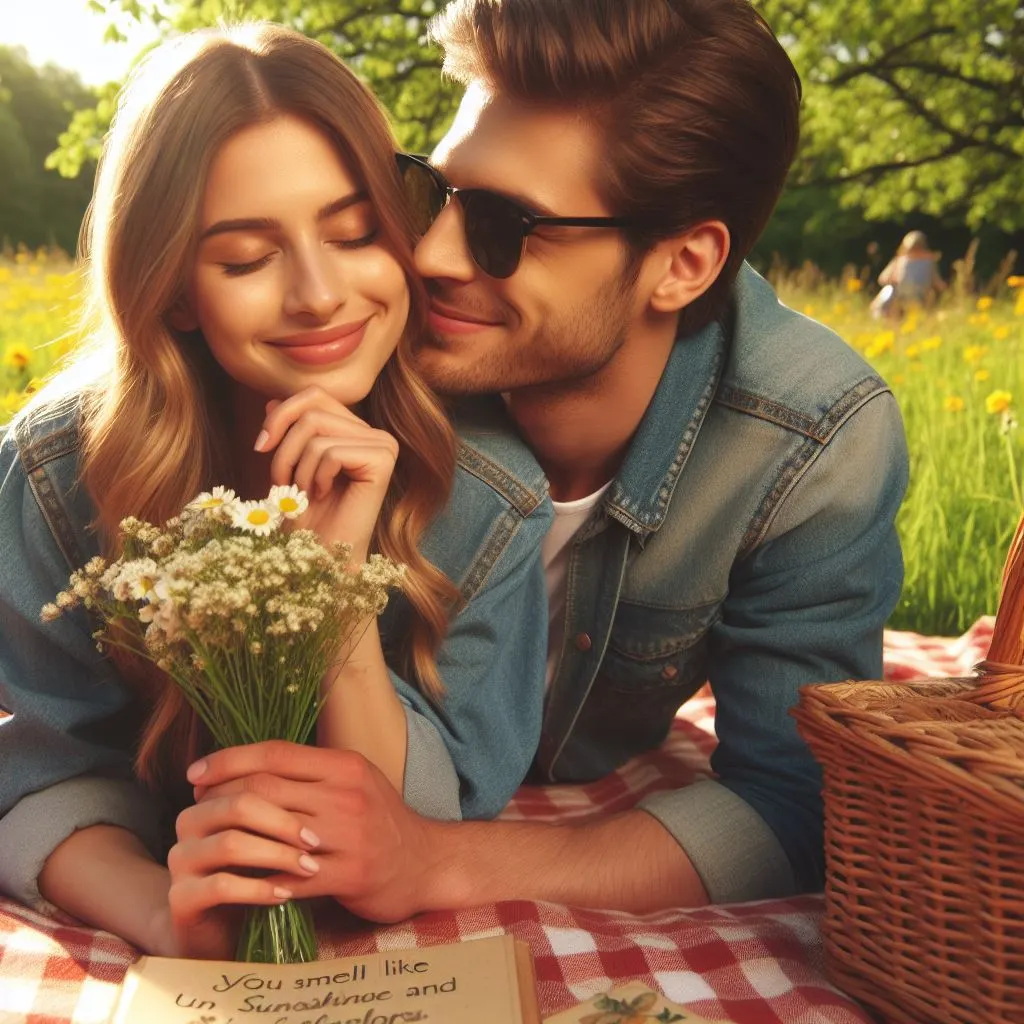 A couple enjoying a picnic in the park. The boyfriend leans in to praise the lady pal's scent, brooding about its significance. What does it imply whilst a guy compliments your scent?