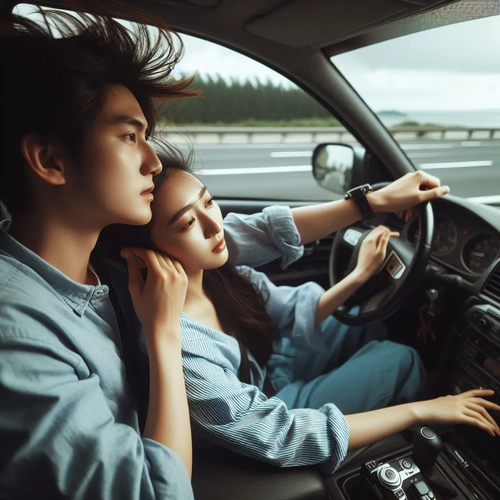 The couple cruises down an open highway, wind whipping through their hair as they chase adventure. In a quiet 2nd, the boy reaches over to stroke the girl's cheek, his contact a comforting reassurance amidst the uncertainty of the open road. What does it imply while a guy strokes your cheek?