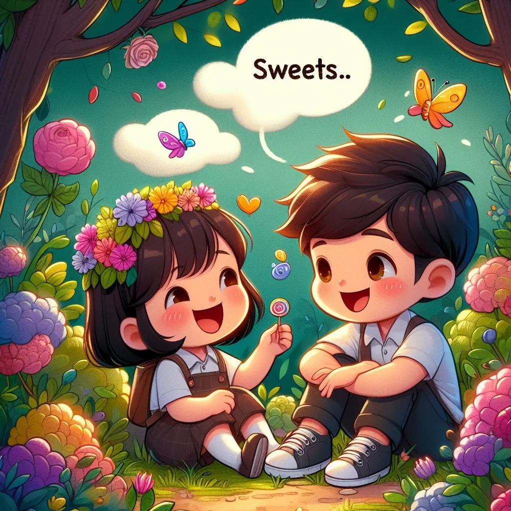 In a joyful embrace of nature, the boy smiles, referring to the girl as 'sweets,' sparking curiosity about 'what does it mean when a guy calls you sweets.