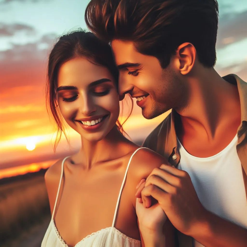 The man, with a mischievous smile, leans in to provide his associate a gentle ear nibble, growing a moment of playful intimacy amidst the nice and cozy colorations of the night sky. Explore what it implies when a man bites your ear.