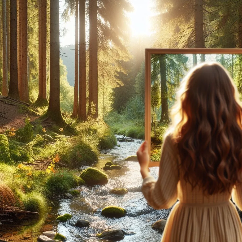 A girl wanders through a sun-dappled forest, the earthy scent of pine filling the air, pondering another way to express "what is another way to say who I am.