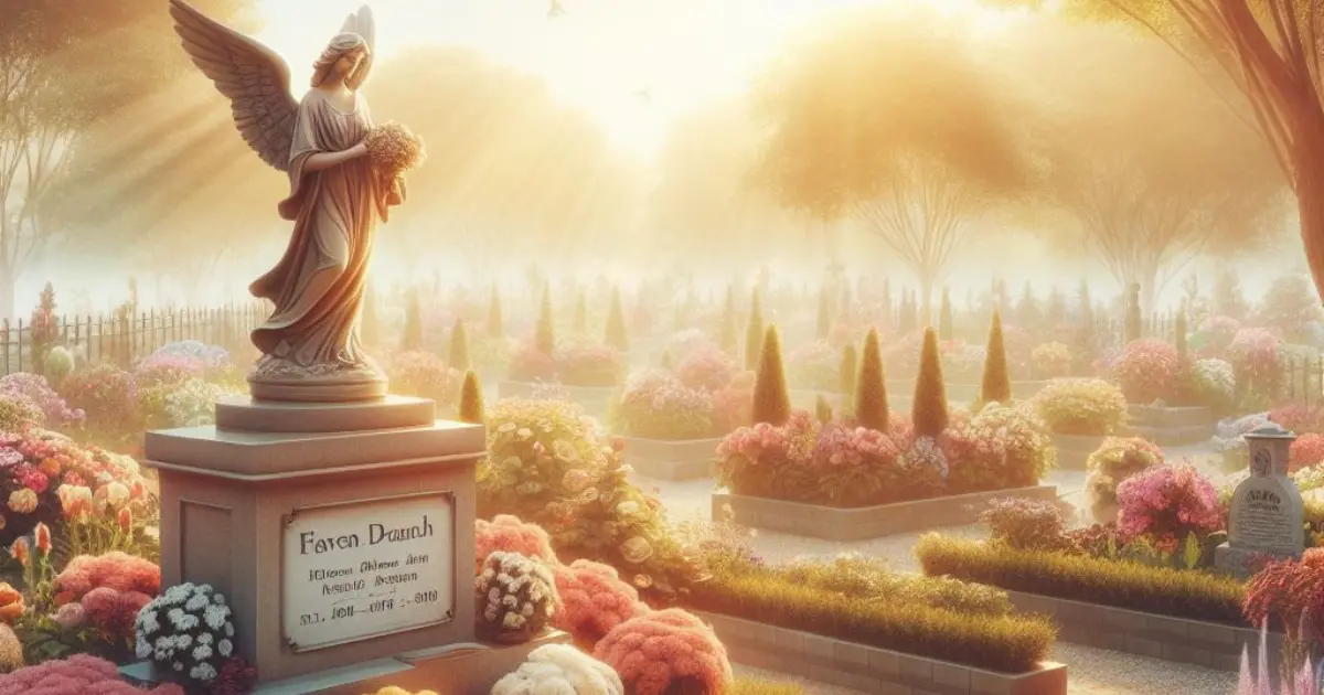 A serene garden bathed in soft sunlight, with colorful flowers blooming around a memorial dedicated to the user's mother-in-law in heaven, prompting thoughts on "How Do You Say Happy Mother’s Day to My Mother-in-law in Heaven?