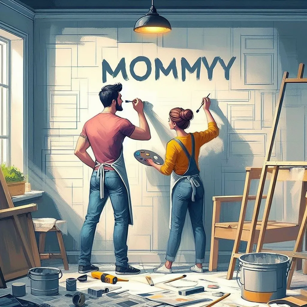 A couple engages in a DIY home renovation project, with the boyfriend affectionately calling his girlfriend "Mommy," prompting curiosity about its significance.